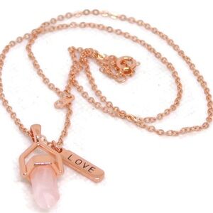 Delicate 14K Rose Gold Quartz 18” Pendant Necklace “Love” tag. Beautiful!
